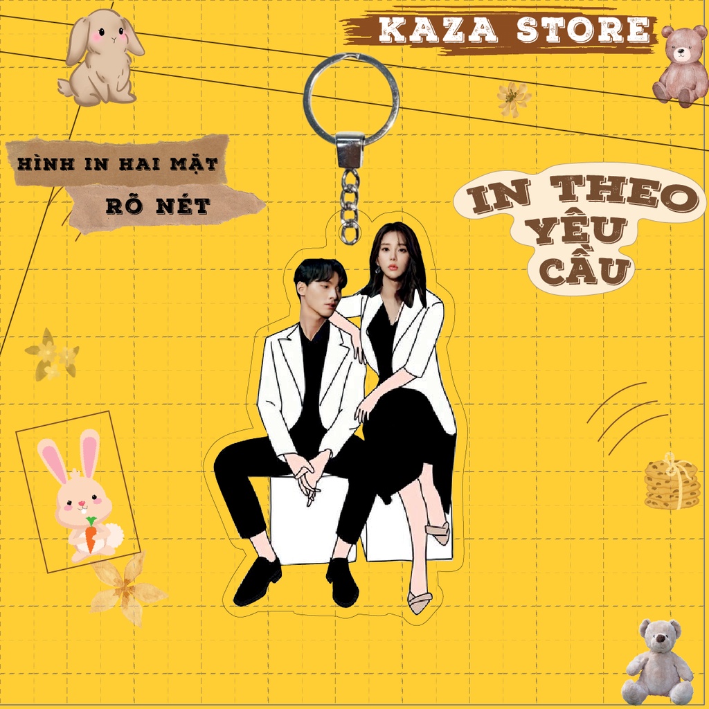 Móc khóa in hình cặp đôi chibi dễ thương theo yêu cầu móc khóa mica in hình 2 mặt Hàng làm có ngay khi đặt hàng KAZA