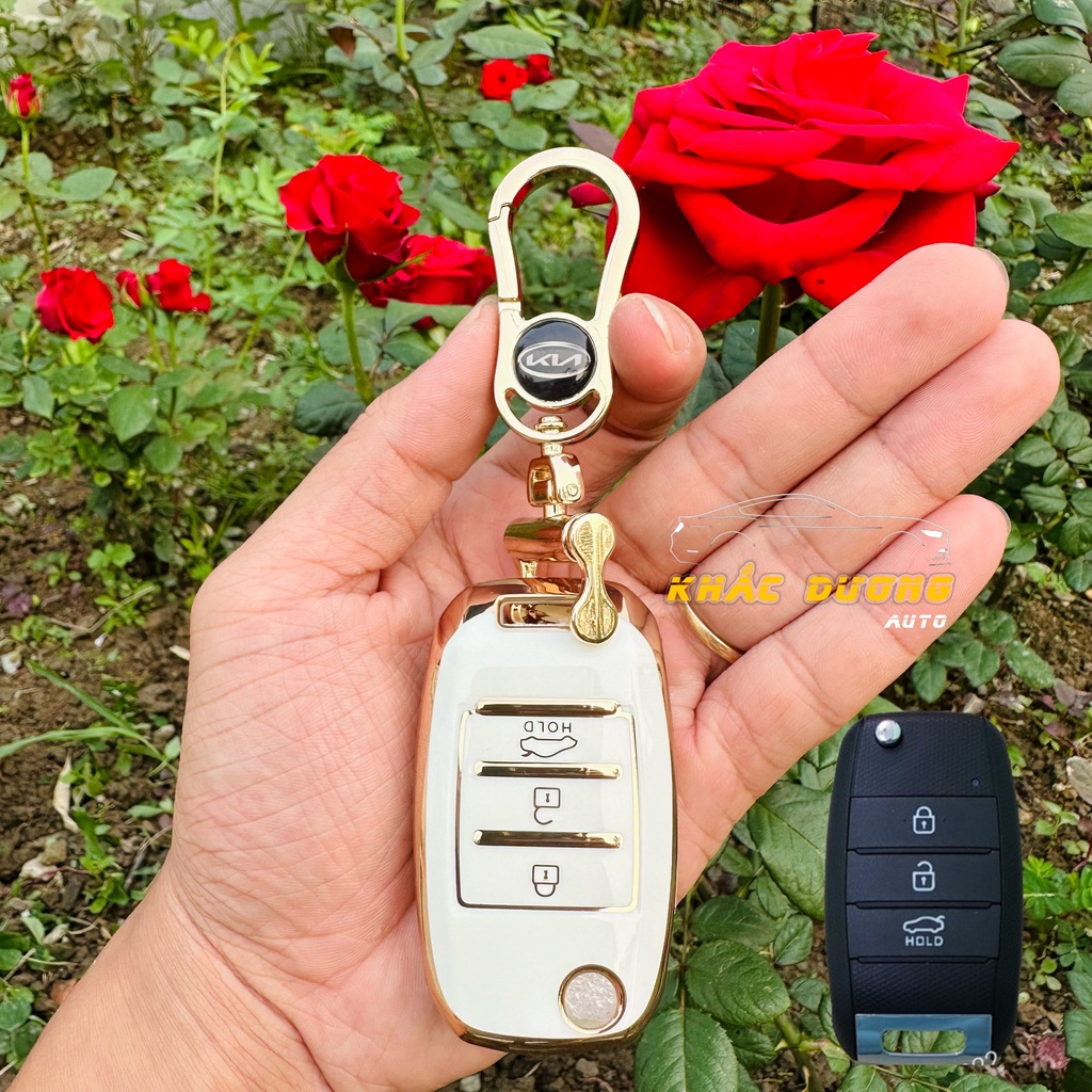 Ốp chìa khoá gập Kia Morning Soluto Cerato K3 TPU đính đá nhân tạo sang trọng