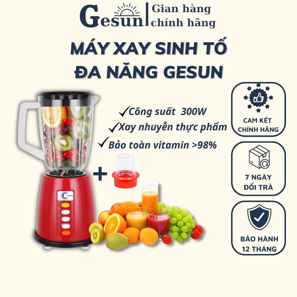 Máy xay sinh tố cầm tay đa năng Gesun công suất 300W 2 cối xay -Giúp xay mịn thực phẩm nhanh chóng - bảo hành 12 tháng