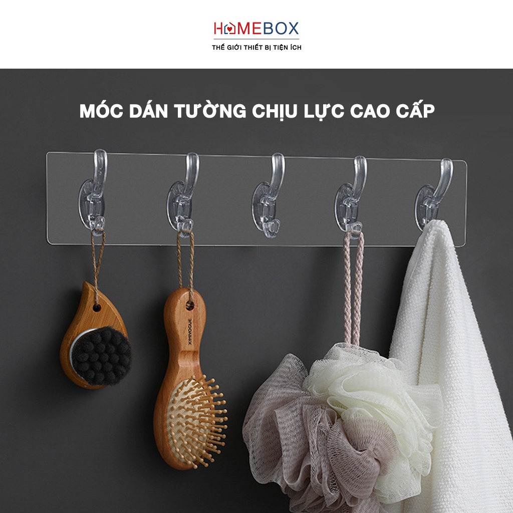 Thanh Móc Treo Quần Áo Dán Tường 6 Chấu, Treo Khăn Lau, Đồ Dùng Nhà Bếp, Phòng Tắm Đa Năng - Chịu Lực Lên Tới 15kg