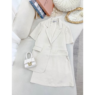 Set blazer chân váy bộ blazer nữ chân váy chất vải xước công sở size s m