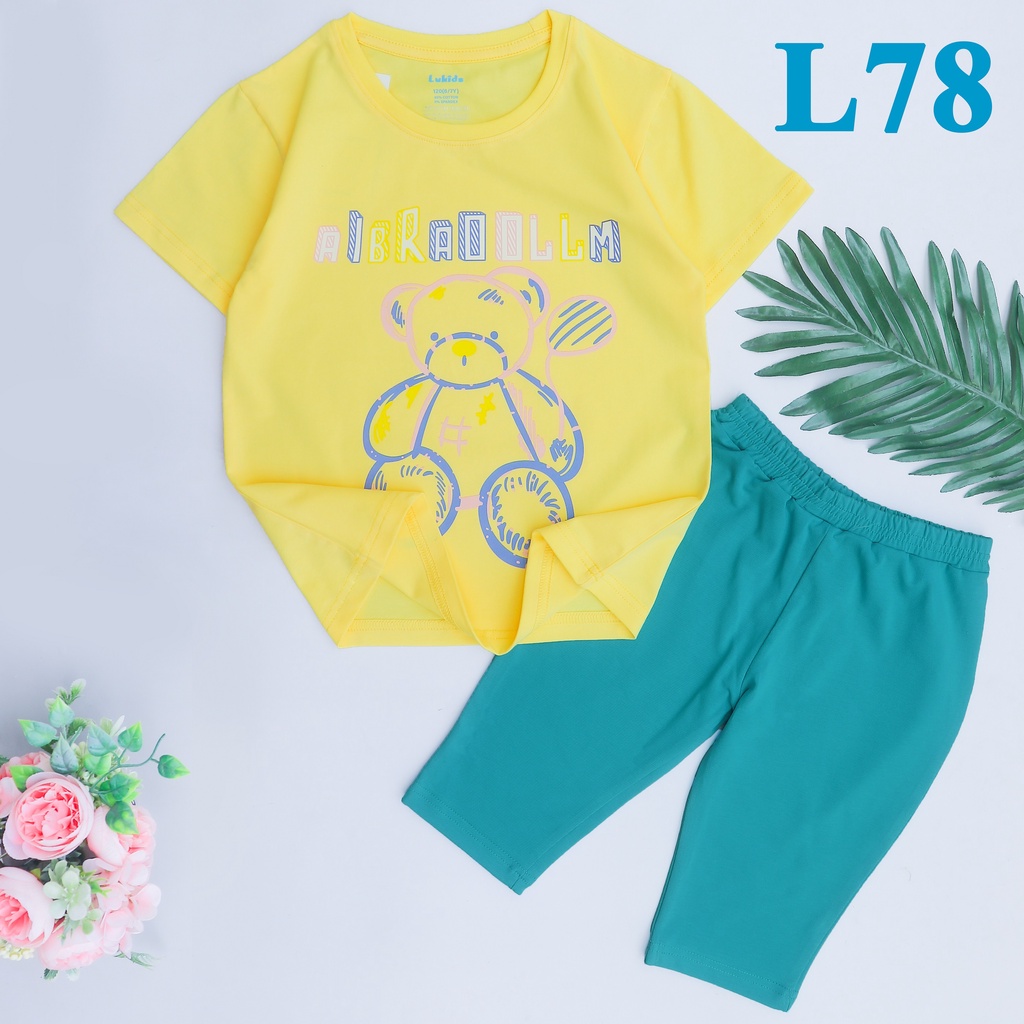 L78 - Bộ bé gái áo fom rộng quần legging chất vải cotton 4 chiều mềm mịn mát hiệu Lukids