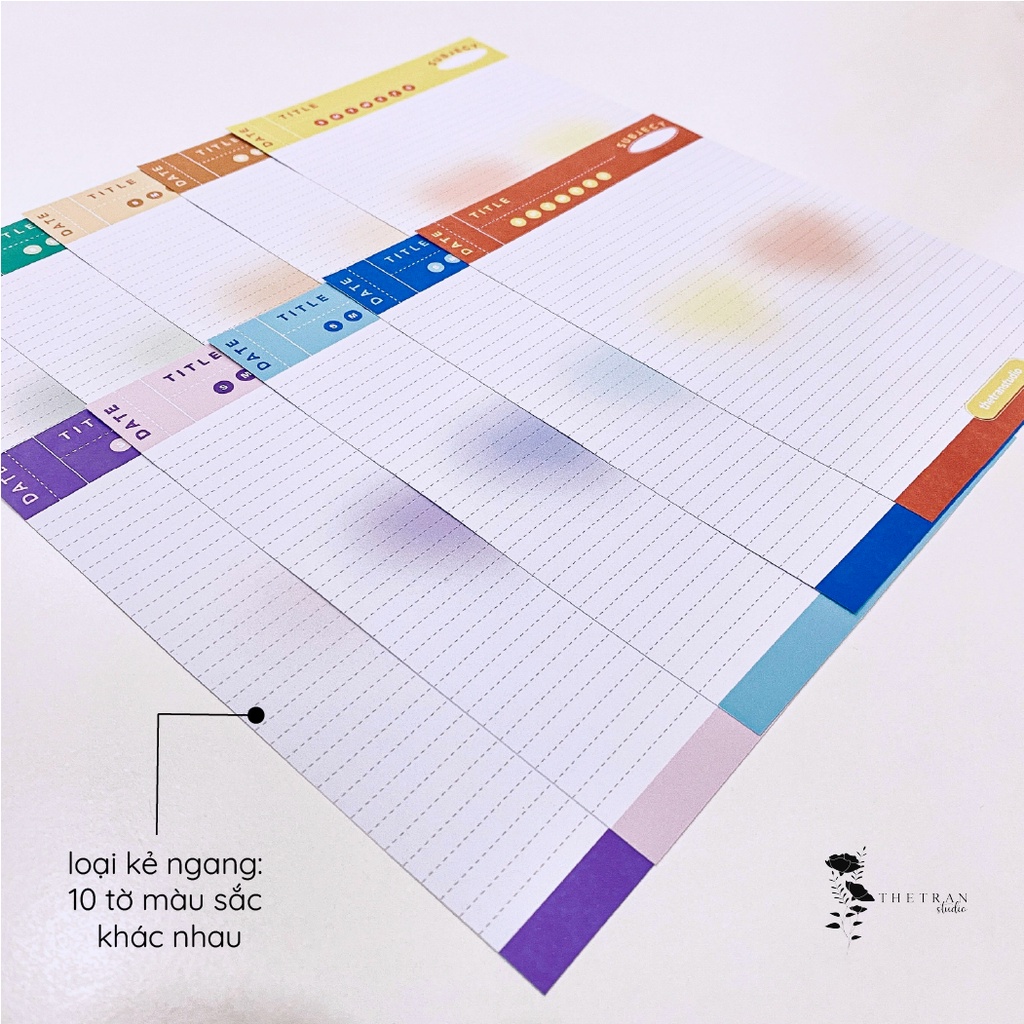 Bộ 10 tờ giấy ghi chép kẻ caro, kẻ ngang - A4, B5, A5 trái tim / love notepad / thetranstudio