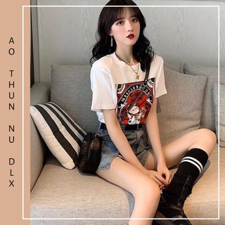 Áo Thun Nữ Màu Trắng In Hình Mèo Thân Tài GOOD LUCK Local Brand DLX Áo Phông Nữ Đẹp