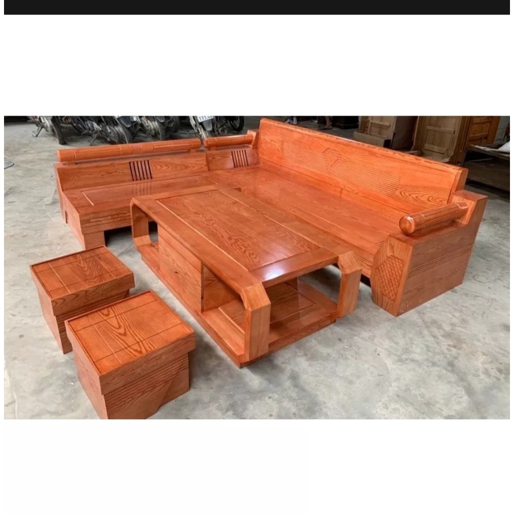 BỘ BÀN GHẾ PHÒNG KHÁCH , BỘ SOFA GÓC L GỖ SỒI ,MẪU KIM CƯƠNG