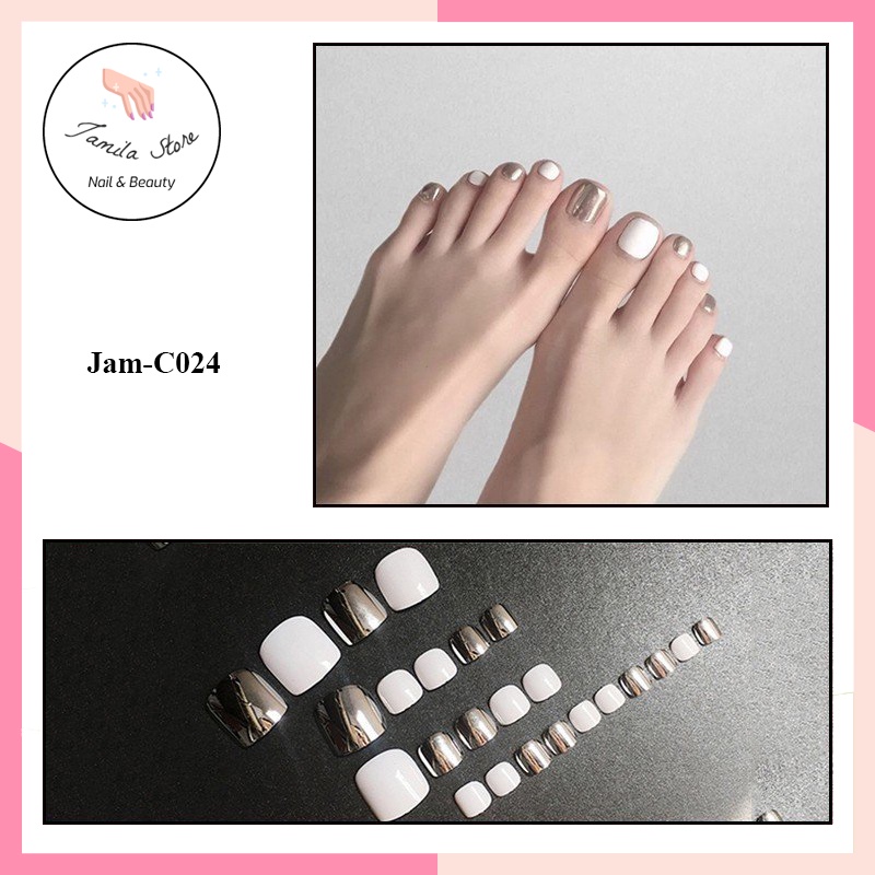 Set Móng Chân Giả  Jamila Hộp 24 Móng Kèm Keo Xinh Xắn