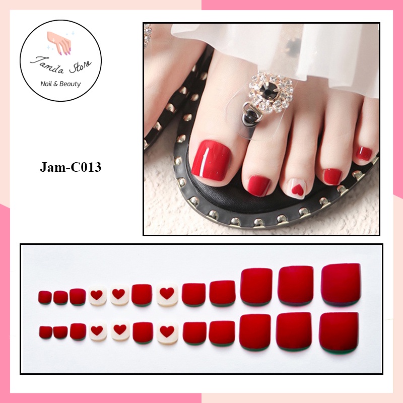 Set Móng Chân Giả  Jamila Hộp 24 Móng Kèm Keo Xinh Xắn