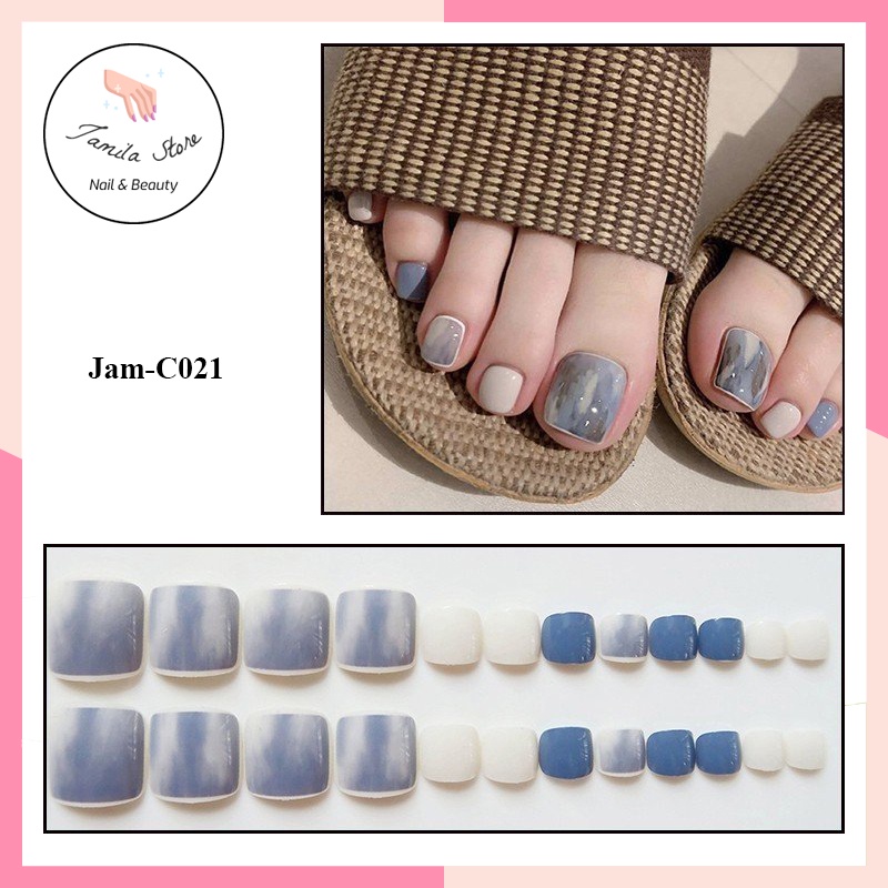 Set Móng Chân Giả  Jamila Hộp 24 Móng Kèm Keo Xinh Xắn