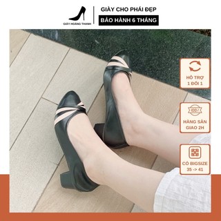 Giày cao gót nữ bigsize đế vuông 3cm mũi nhọn giày búp bê công sở hoàng thanh dn2