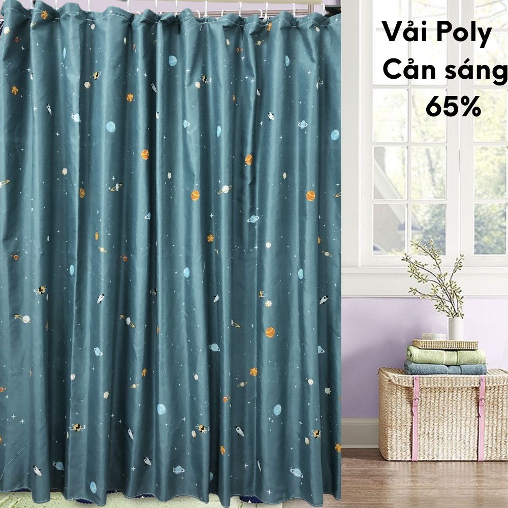 Rèm che ngăn phòng, treo cửa chắn nắng vải Poly có móc treo sẵn nhiều mẫu đủ kích thước