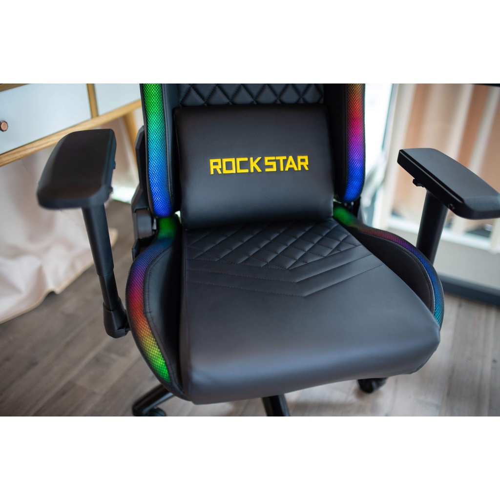 Ghế xoay gaming cao cấp Edra Rock Star RGB EGC223 - Kê tay 4D - Đệm đúc nguyên khối - DaPU - Led RGB- Hàng chính hãng