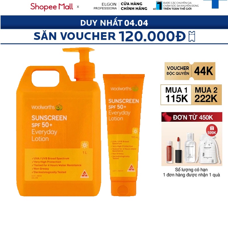 Kem chống nắng Woolworths Everyday Sunscreen SPF 50+