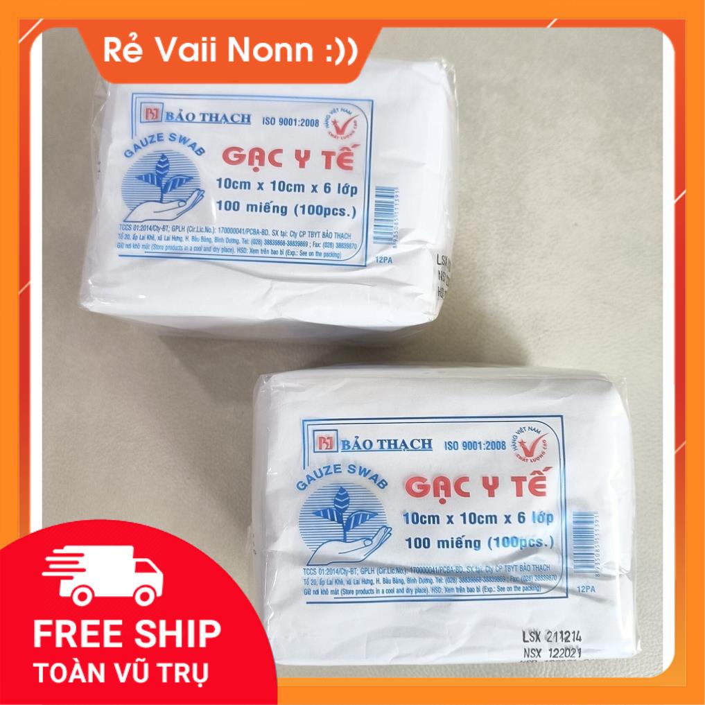 Gạc Y Tế Bảo Thạch 10x10x6 lớp (Bịch 100 miếng)