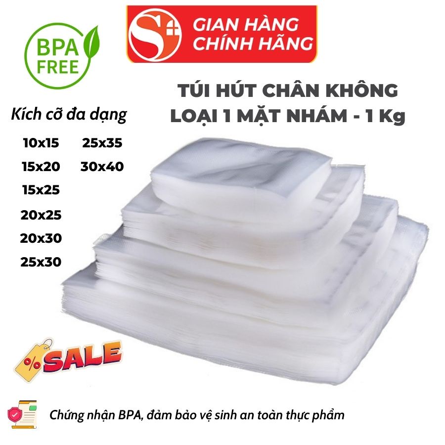 Túi Nhám Hút Chân Không ShineYe Loại Một Mặt Trơn Một Mặt Nhám Loại Bảo Quản Thực Phẩm - Loại 1 Kg