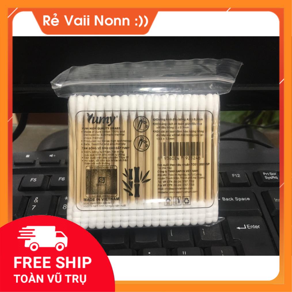 Tăm bông 100 que/gói thân trúc dùng vệ sinh tai mũi  người lớn