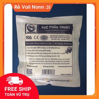 Gạc phẫu thuật An Lành 10cmx10cmx6 lớp, tiệt trùng Bịch 50 gói