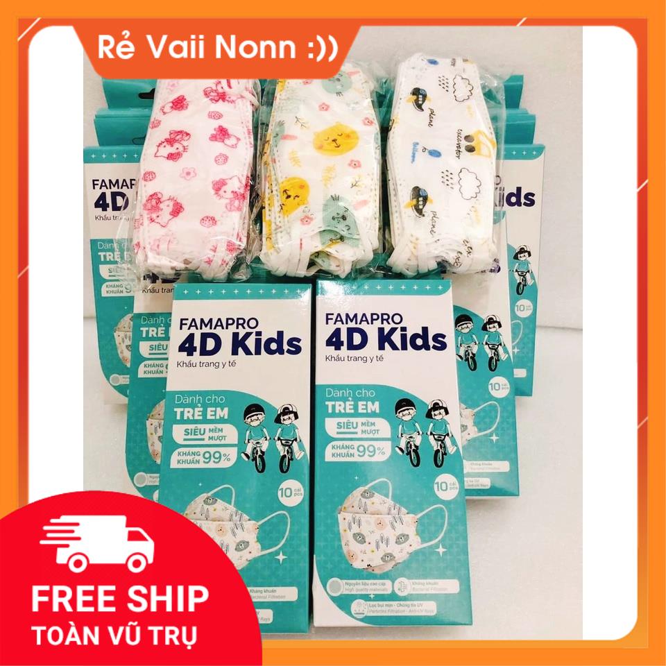 KHẨU TRANG TRẺ EM KF94 4D KIDS FAMAPRO 1 HỘP 10 CÁI