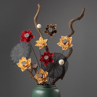 Hoa sen khô - Hoa sen gỗ khô - Đài sen - Lá sen - Hoa sen cổ điển vintage-Hoa khô trang trí decor phòng khách, phòng ngủ