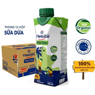 Sữa dừa Vietcoco organic hữu cơ 1 thùng 12 hộp (date mới) nhiều vitamin khoáng chất, thơm ngon bổ dưỡng