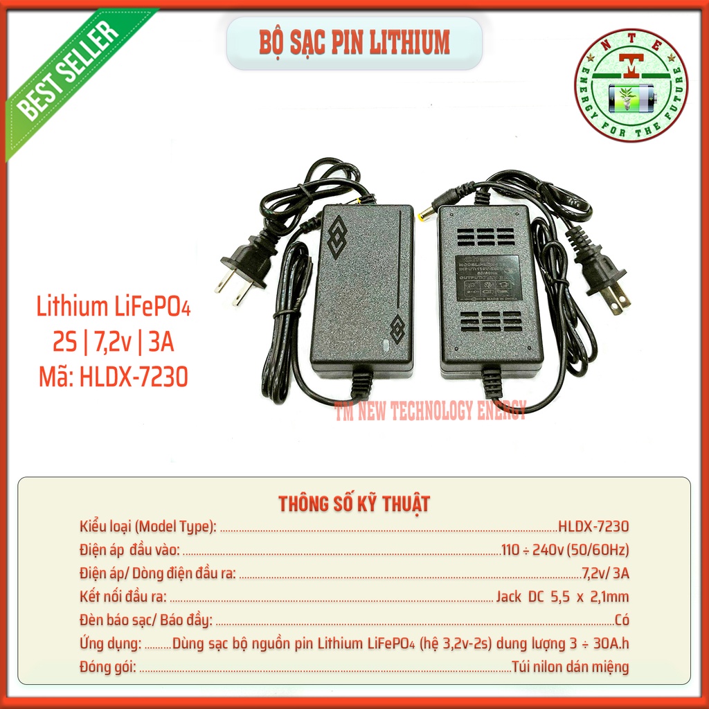 Bộ sạc pin Lithium có đèn báo 1s 3.65v | 2s 7.2v | 4s 14.6v - Dòng sạc 2A | 3A - Kết nối jack DC 5.5 x 2.1 | 5.5 x 2.5