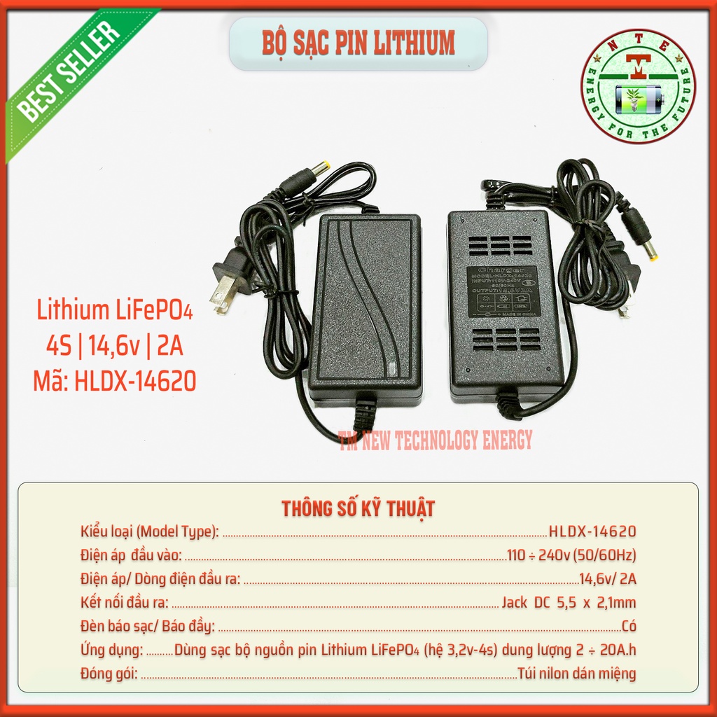 Bộ sạc pin Lithium có đèn báo 1s 3.65v | 2s 7.2v | 4s 14.6v - Dòng sạc 2A | 3A - Kết nối jack DC 5.5 x 2.1 | 5.5 x 2.5