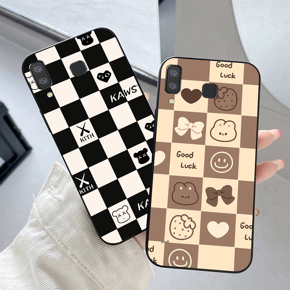 Ốp lưng Samsung a8 Star bộ hình gấu bear kẻ caro hot 2023