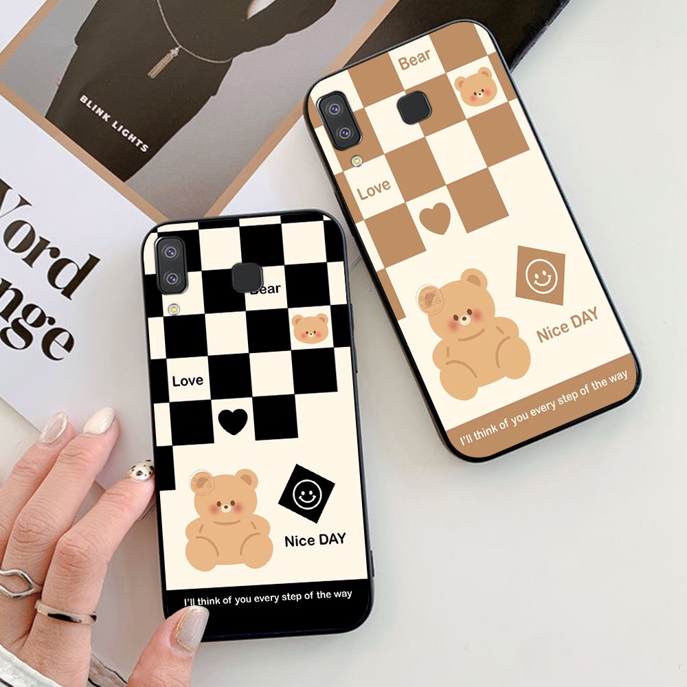 Ốp lưng Samsung a8 Star bộ hình gấu bear kẻ caro hot 2023