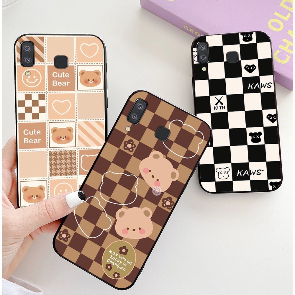 Ốp lưng Samsung a8 Star bộ hình gấu bear kẻ caro hot 2023