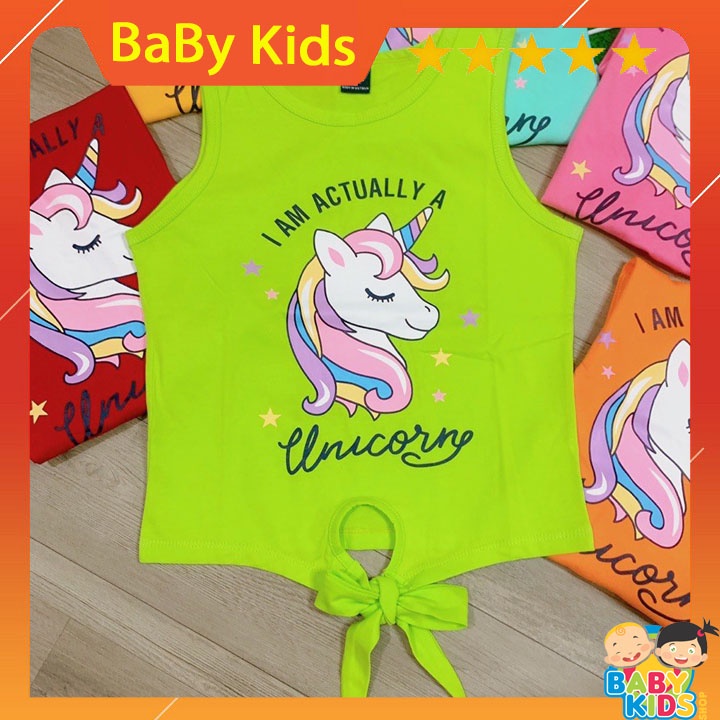 Áo ba lỗ cột dây bé gái thun cotton 4 chiều in họa tiết pony họa tiết xe đạp 20_42 kg