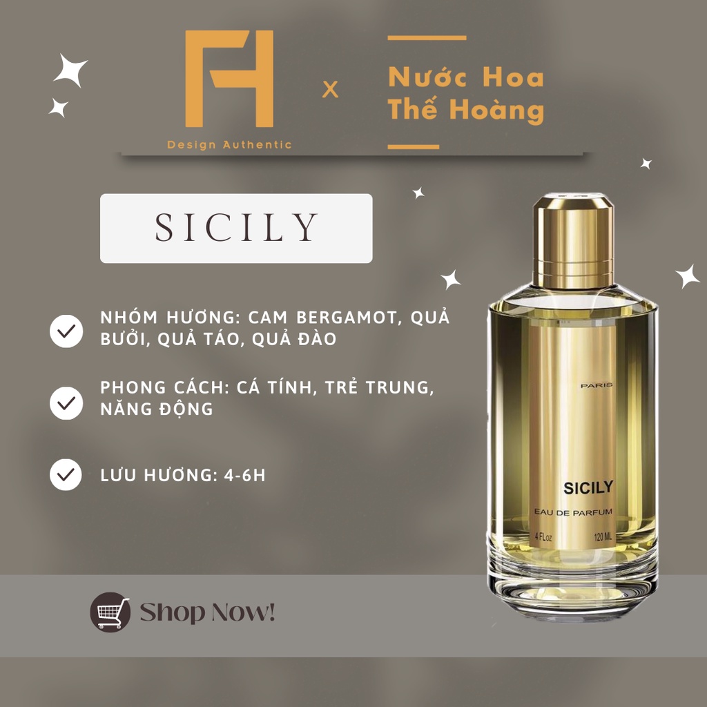 Nước hoa unisex Sicily EDP chiết 10ml, 20ml - Nước Hoa Thế Hoàng