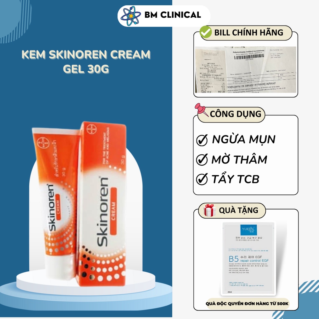 Kem giảm mụn thâm mụn & dưỡng sáng da Skinoren 15 % 20 % Azelaic Acid Cream Gel bản nội địa Nga Ba Lan