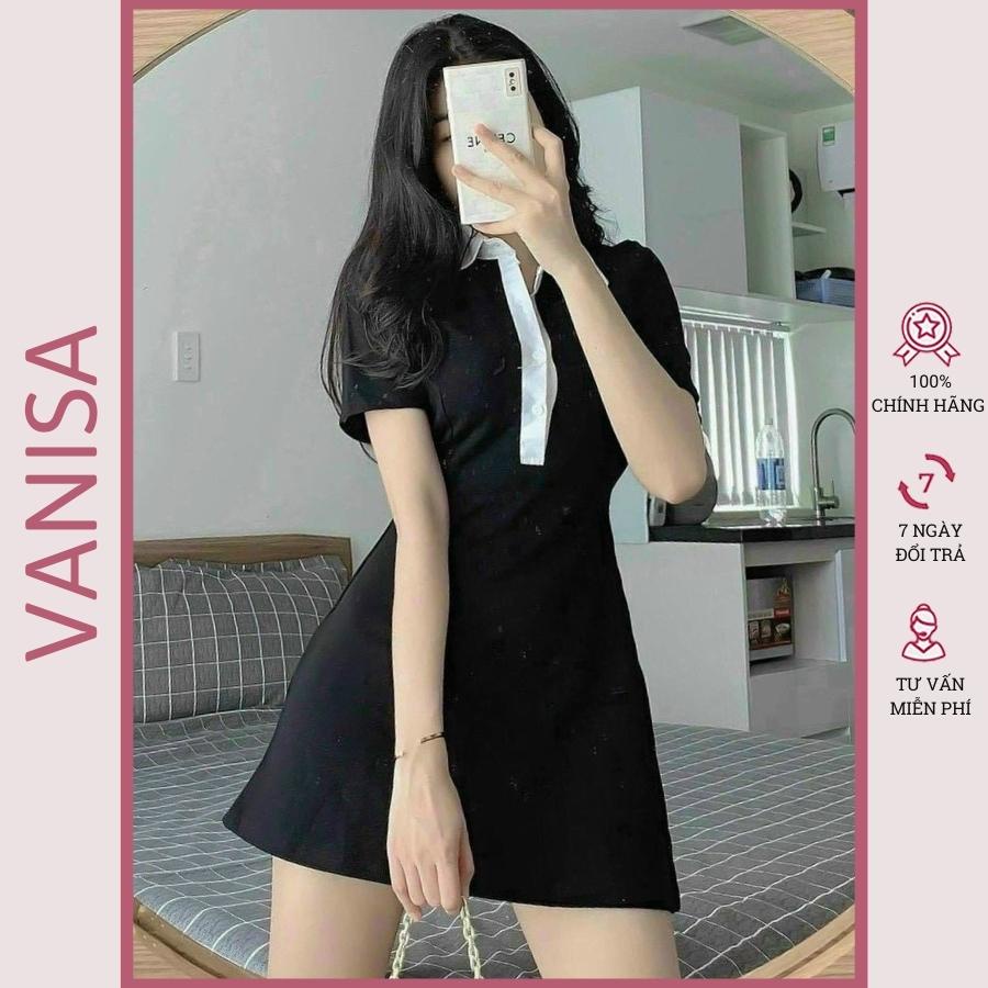 Váy polo nữ ngắn tay dáng xòe kiểu ôm body dự tiệc phong cách công sở basic sexy VANISA AN054
