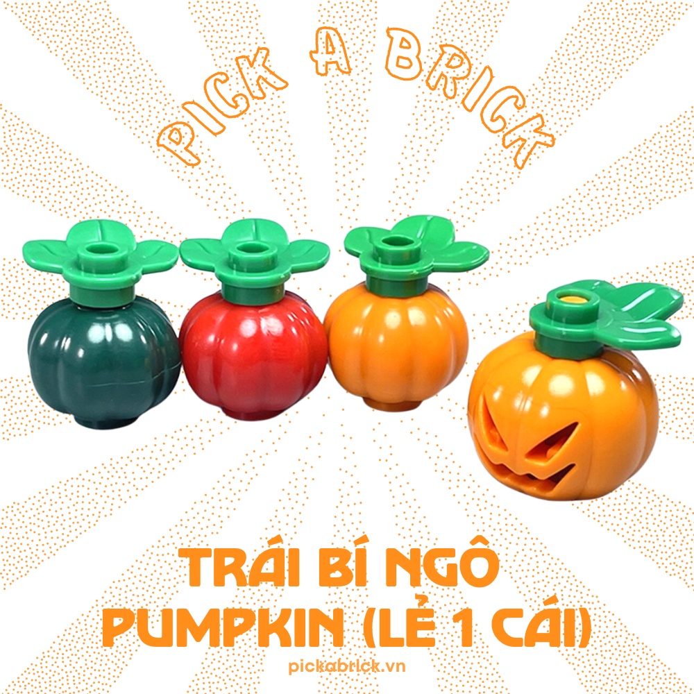 Trái bí ngô, quả bí đỏ (lẻ 1 cái) - Đồ chơi lắp ráp xếp hình mô hình rau củ trái cây Phụ kiện gạch MOC pumpkin 51270