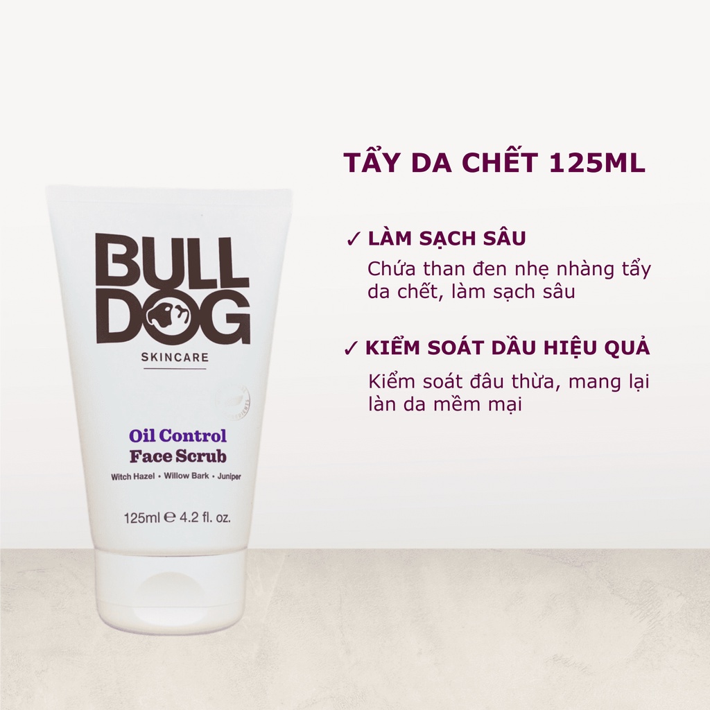 Sữa rửa mặt tẩy tế bào chết cho nam có làn da dầu, dễ nổi mụn Bulldog Skincare Oil Control Face Scrub 125ml