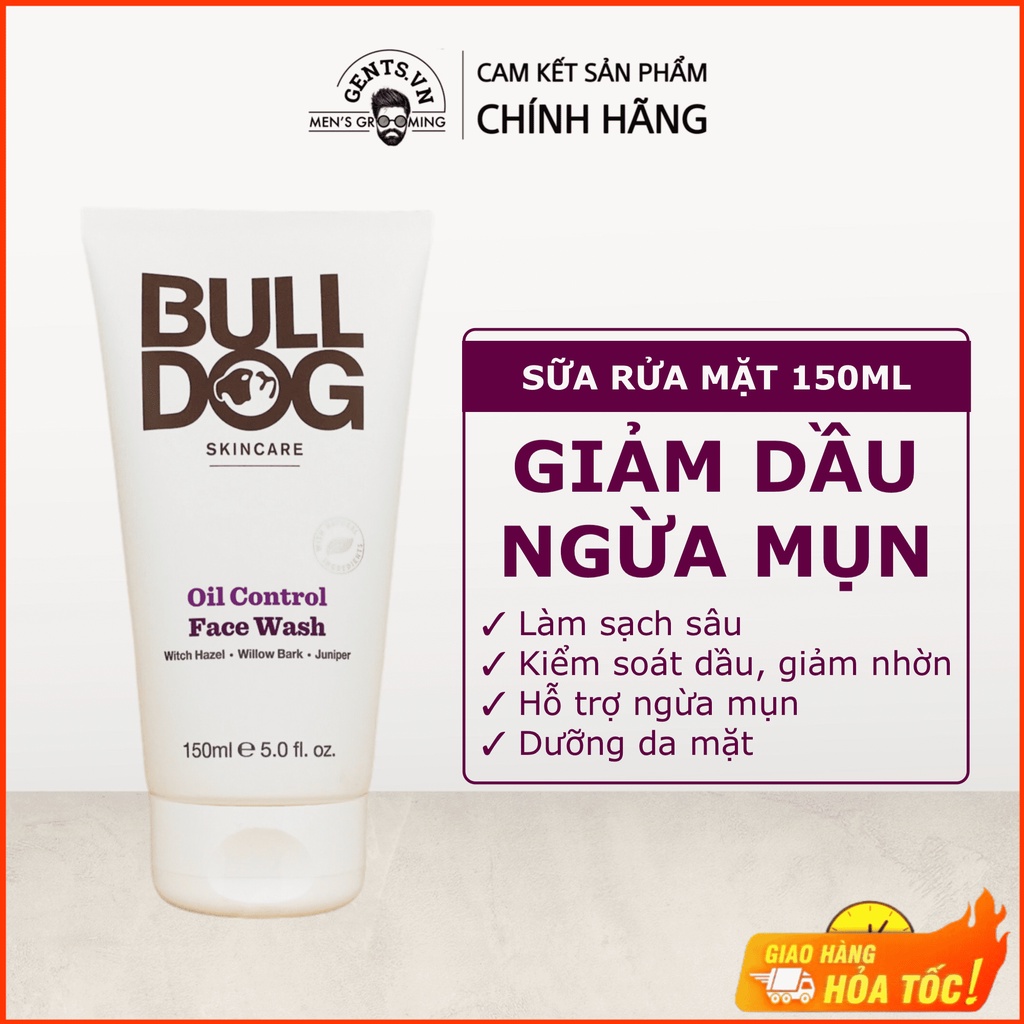 Sữa rửa mặt cho da dầu mụn nam Bulldog Skincare Oil Control Face Wash 150ml