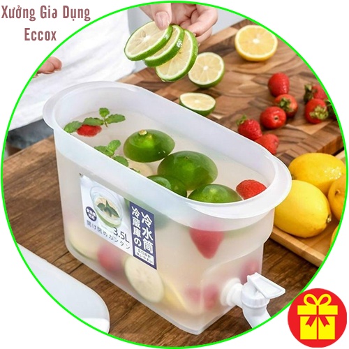 Bình đựng nước chanh nước hoa quả có vòi cao cấp để trong tủ lạnh uống siêu mát eccox