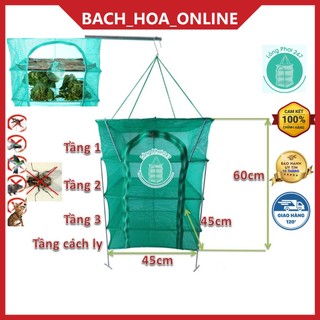 45x45x60cm Lồng lưới phơi khô thực phẩm,phơi cá chống côn trùng treo 4 tầng - XAnh Lá Hàng Việt Nam