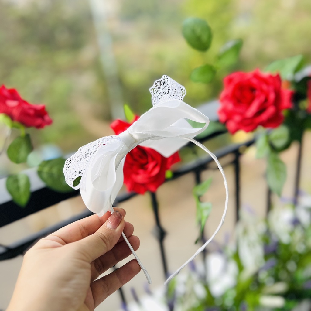 Bờm tóc, nơ cài tóc công chúa cho bé gái màu hồng, trắng,đỏ tại Mom's Choice