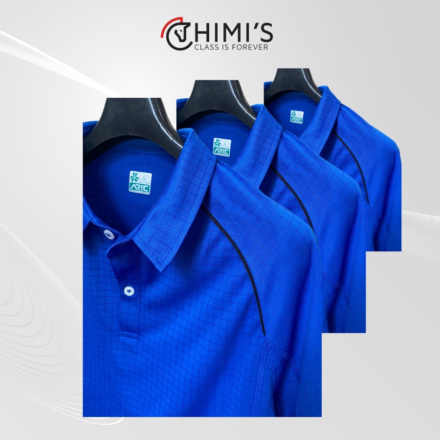 Áo Polo Nam Áo Thun Cổ bẻ CHIMI Polo kiểu dáng thể thao Cộc tay Màu blue caro chìm Vải Polyester siêu thẹ và thoáng