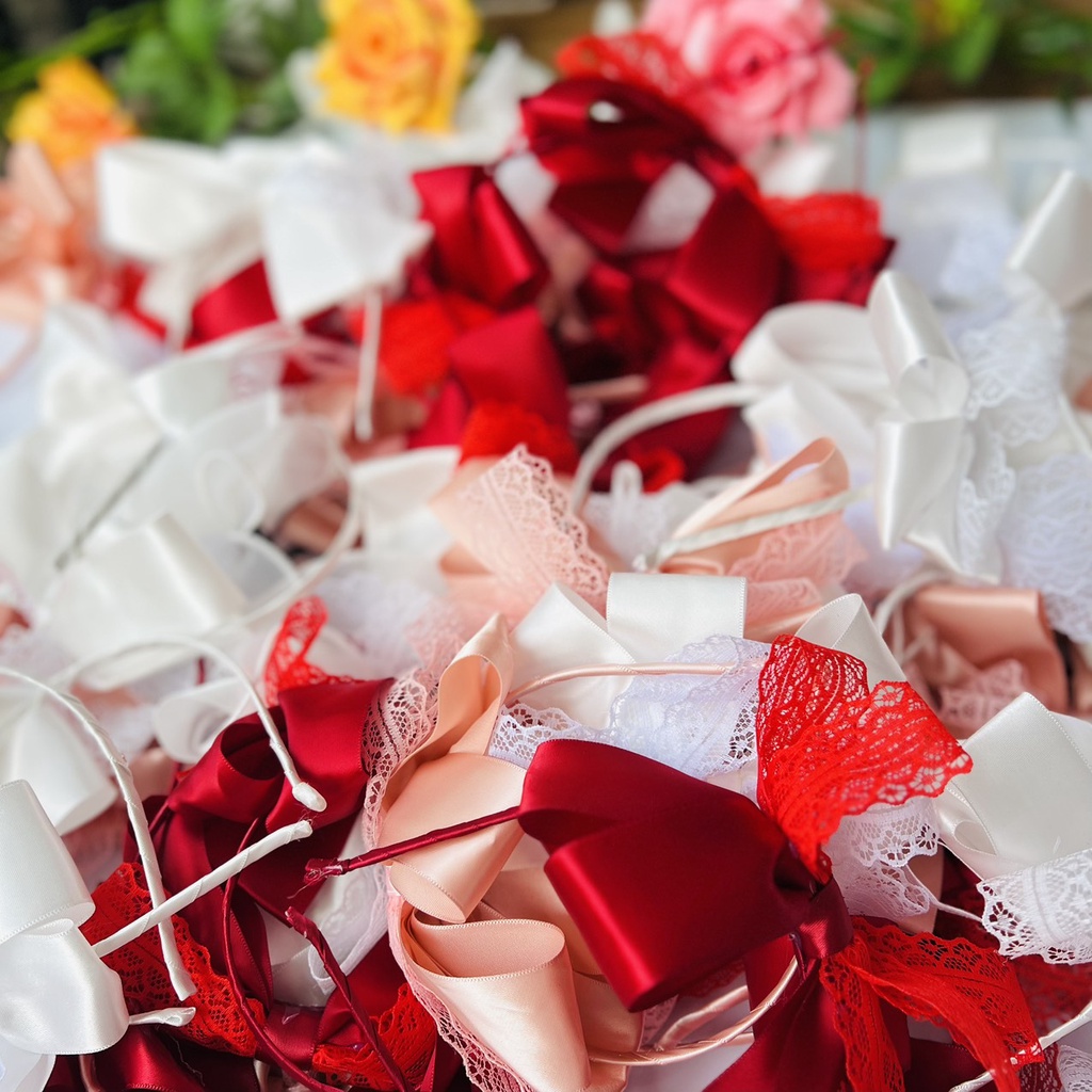 Bờm tóc, nơ cài tóc công chúa cho bé gái màu hồng, trắng,đỏ tại Mom's Choice