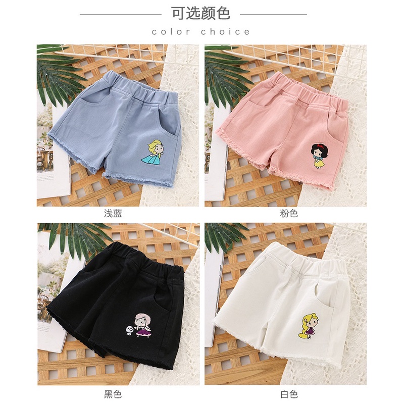 Quần Short Jean thêu hình công chúa siêu dễ thương cho bé gái