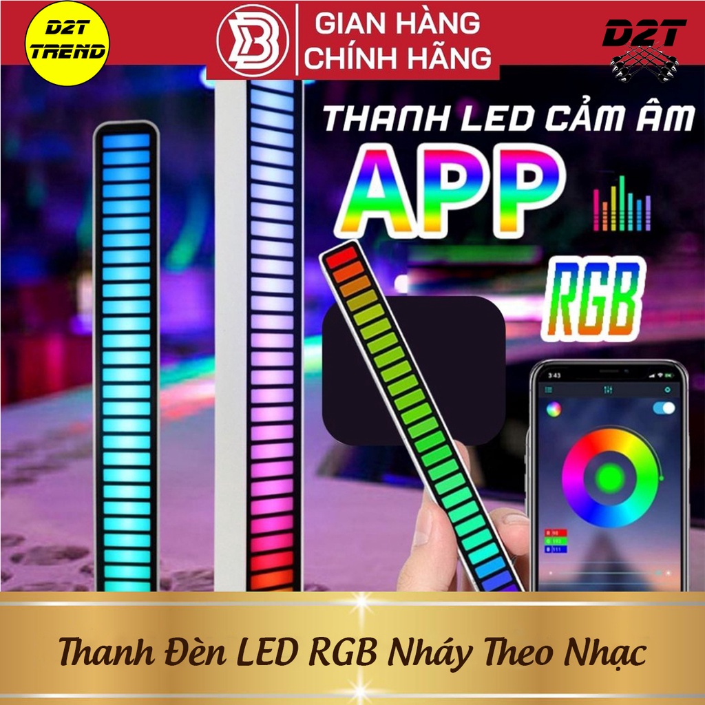 Thanh Đèn LED RGB Nháy Theo Nhạc, Cảm Ứng Âm Thanh Thông Minh Tích Hợp Micro Thu Âm Trang Trí Bàn Làm Việc