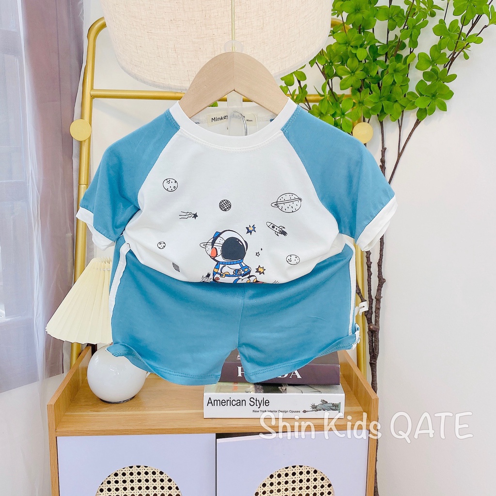 Full Size  Bộ Cộc Tay Chất Thun Lạnh Minkey BaBy In Siêu Nhân Dành Cho Bé