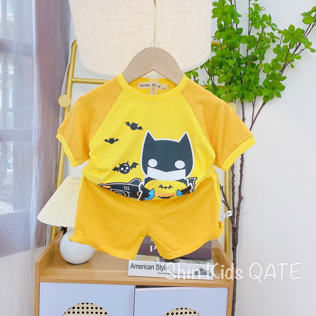 Full Size  Bộ Cộc Tay Chất Thun Lạnh Minkey BaBy In Siêu Nhân Dành Cho Bé