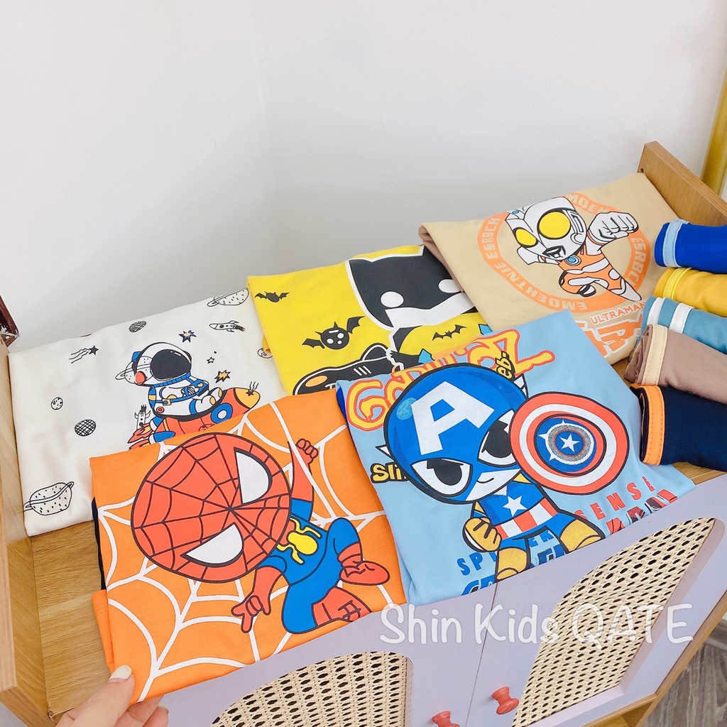 Full Size  Bộ Cộc Tay Chất Thun Lạnh Minkey BaBy In Siêu Nhân Dành Cho Bé