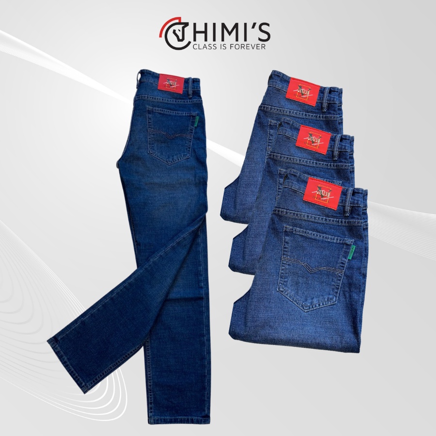 Quần jean nam ống đứng CHIMI quần bò nam dáng Slim Fit màu Xanh trung vải Cotton co giãn chuẩn form thoáng mát dễ vận độ