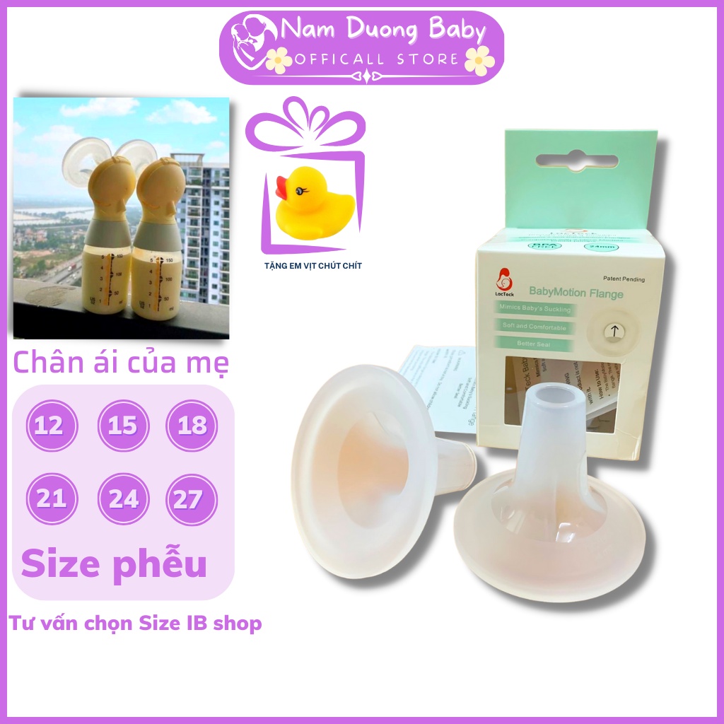 Phễu hút sữa Lacteck Baby Motion silicon chính hãng dùng cho máy hút sữa Medela Spectra Avent Unimom Namduongbaby