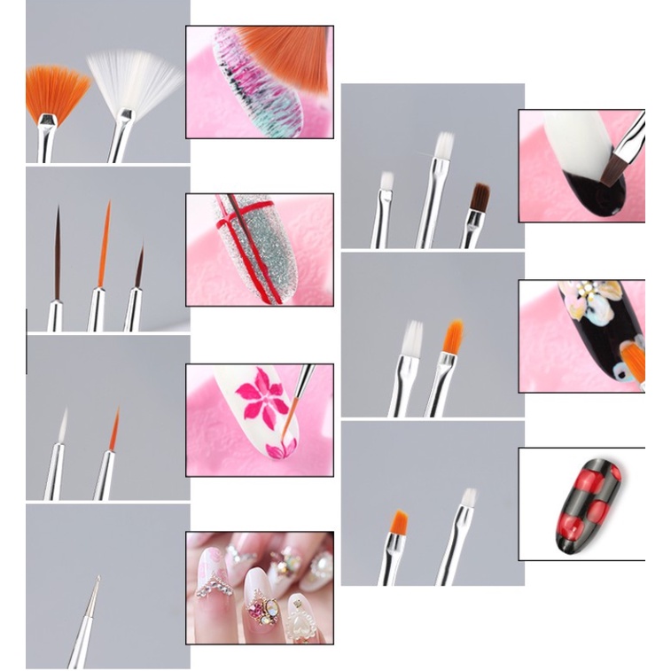 Bộ Cọ 15 Chiếc Trang Trí Móng Tay Chuyên Nghiệp - Set Cọ 15 Chiếc Chuyên Dụng Ngành Nail