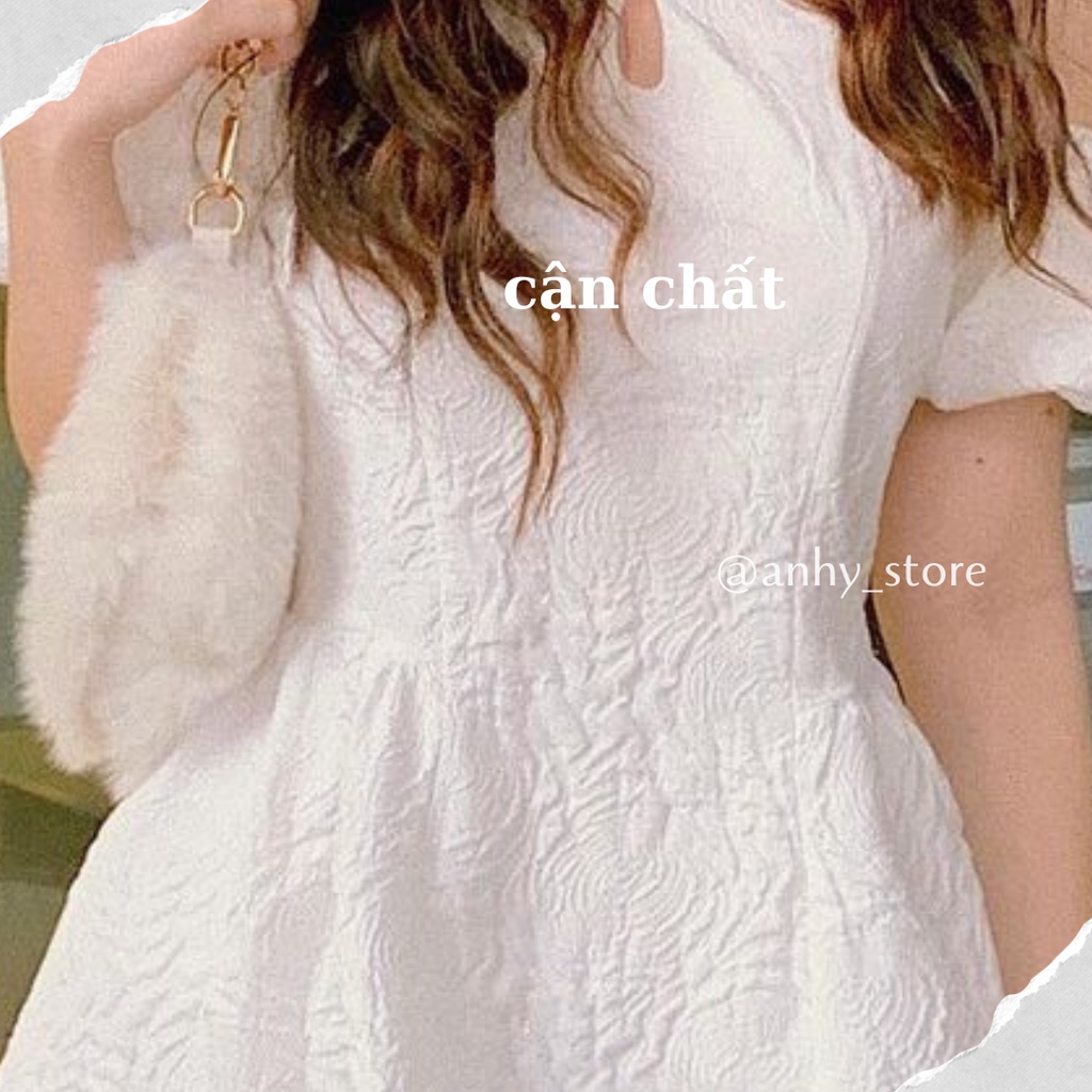 Váy trắng chụp kỉ yếu xòe bồng đẹp, đầm dự tiệc đính nơ sang trọng thanh lịch