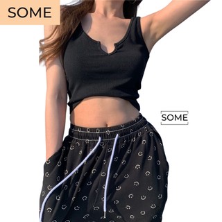 Áo ba lỗ nữ kiểu cổ xẻ v dáng croptop chất thun gân dày mịn